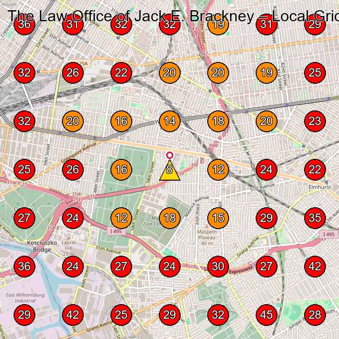 The Law Office of Jack E. Brackney GeoGrid visibility map for Estate Planning Attorney in Forest Hills